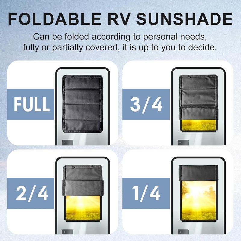 Xishuihe RV Door Window Shade Cover,25 x 16 Inches, Foldable Window Cover with Velcro, Waterproof Thickened Oxford Fabric for UV Protection, Camper Trailer Travel Accessories - Image 4